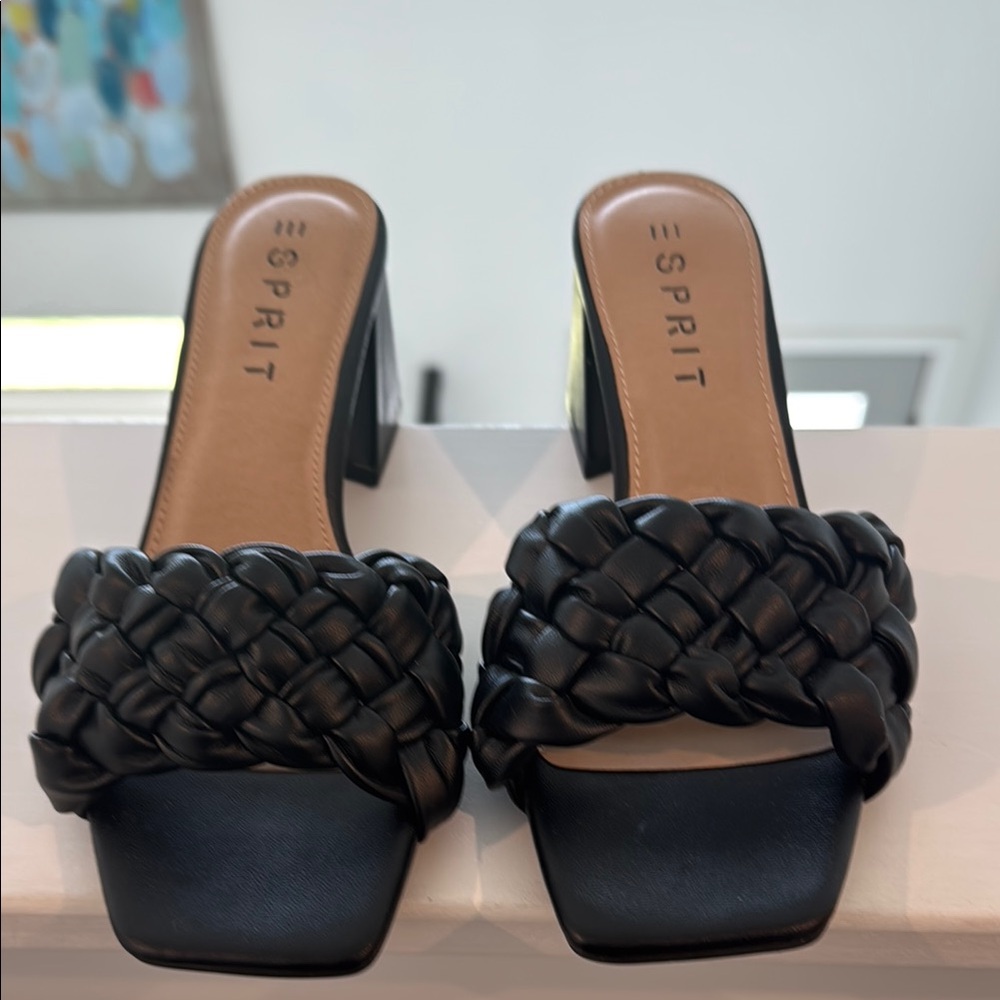 Esprit Black Braided Block Heels
